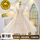 G.DUCKKIDS童裝女童禮服連衣裙夏花童蓬蓬紗兒童公主裙女孩主持人鋼琴演出服 香檳色 140 （建議身高130cm 10-11歲cm