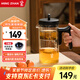 鳴盞飄逸壺玻璃茶壺功夫茶具套裝玻璃內膽按壓式無(wú)桿過(guò)濾泡茶壺飄逸杯 MZ8003B（透明玻璃） 500ml