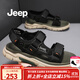 Jeep吉普涼鞋男夏季新款舒適透氣運動(dòng)沙灘鞋時(shí)尚百搭戶(hù)外徒步?jīng)鐾闲?黑色(皮鞋碼) 41