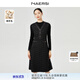 娜爾思（NAERSI）【綿羊毛】氣質(zhì)通勤黑色連衣裙女冬裝新款長(cháng)裙 黑色 XL