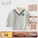 戴維貝拉（DAVE＆BELLA）冬裝純棉寶寶衣服學(xué)院風(fēng)男童上衣假兩件小童衣服兒童毛衣套頭衫 極地灰【現(xiàn)貨】 140 cm（建議身高130-140cm）