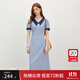 范思藍恩格紋miu系學(xué)院風(fēng)連衣裙2025夏季新款少女氣質(zhì)通勤2699 海鹽梔子藍 S