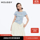 moussy【新復古回潮】 美式復古辣妹暈染玫瑰短袖T恤028ISZ90-3061 110藍色 均碼