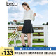 百圖betu女裝秋季新款半身裙法式高腰小香風(fēng)百褶裙女2308T59 黑色 L