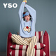 YSO【酷貓系列】睡衣女秋冬新款絨感藍黃配色條紋長(cháng)褲家居服套裝 冰藍女套 S
