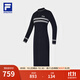 FILA 斐樂(lè )官方女子編織連衣裙冬季新品休閑健身運動(dòng)修身裙子長(cháng)裙 傳奇藍-NV XL