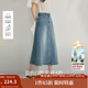 茵曼【萊賽爾】復古牛仔半身裙2025夏季新款高腰顯瘦a字中長(cháng)牛仔裙 牛仔藍 M