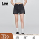 Lee25新品經(jīng)典五袋款設(shè)計(jì)毛邊黑灰色水洗女牛仔短褲潮流A08079 黑灰色 25