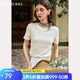 Olrain歐芮兒杏色肌理感面料圓領(lǐng)工藝短袖T恤女2025夏季新款上衣 杏色 M