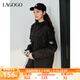 lagogo【運(yùn)動(dòng)輕戶外】登山工裝風(fēng)外套女拉谷谷2025春新款休閑上衣 黑色 M