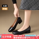 ZHR頭層牛皮女鞋春夏通勤皮鞋子女粗跟單鞋正裝職場(chǎng)工作鞋KM16黑色36