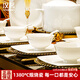 漢茗釉下彩純白碗盤(pán)餐具整套喬遷之喜景德鎮骨瓷碗筷碟套裝酒店家用 可洗碗機微波爐丨禮盒裝丨 46件套