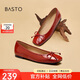 百思圖2023春季商場(chǎng)同款時(shí)尚潮流通勤軟便鞋女單鞋TIK38AQ3 桔紅 37