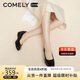 康莉（COMELY）軟牛皮單鞋女春季圓頭舒適平底鞋軟底通勤百搭媽媽鞋 黑色 37 