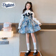 Dudant國際品牌女童秋裝連衣裙2025新款感公主裙女孩大童套裝裙春秋時(shí)髦 蘭花套裝 150 cm