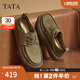 他她（TATA）七夕牛皮厚底復(fù)古休閑板鞋男美式工裝鞋商務(wù)皮鞋PYE01CM3 OCD01AM4卡其色 40
