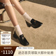 73Hours章若楠同款女鞋風(fēng)笛樂章2025新款金幣樂福鞋粗跟小皮鞋時尚