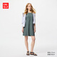 優(yōu)衣庫女裝麻混紡迷你連衣裙無(wú)袖連身裙短裙出游474072 53 草綠色 XS /150/76A