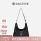 BAGTREE包包樹圖南植鞣皮hobo女包2025年新單肩斜挎包通勤餃子包七夕禮物 黑色-中號(hào) 高級(jí)小眾