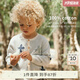 white wheat兒童2025春秋新款毛衣滿印男女童休閑時(shí)髦純棉厚針織衫 米色 100