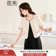 香影（xiangying）小香風(fēng)蕾絲開衫外套女短款2025春夏新款花邊法式米白短袖上衣 米色 M