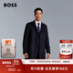 BOSS博斯 【90%羊毛】男士修身長(cháng)款毛呢羊毛羊絨混紡大衣 404-深藍色 L (50)