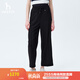 哈吉斯（HAZZYS）女裝 2025夏季新款女士直系帶直筒寬松休閑褲女ATDSP0CBP29 黑色BK 40 (160/72A 40)