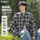 MAYBEYOND格子長(cháng)袖襯衫男士春季寬松休閑襯衣外套情侶MC03藏青XL