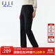 ELLE ACTIVE純色百搭針織長(cháng)褲女秋季簡(jiǎn)約基礎休閑通勤直筒長(cháng)褲運動(dòng)褲 黑色 M