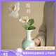 陶羽窯變結晶釉小花瓶干花水培客廳餐桌插花裝飾品擺件家用陶瓷花插 窯變結晶釉小花器-水藍