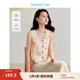茵曼（INMAN）【商場(chǎng)同款】亞麻印花馬甲2025夏季女裝新款V領(lǐng)合體短款馬夾 杏色-屏風(fēng)花 M