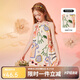 ASK JUNIOR女童連衣裙夏中大童童趣涂鴉滿(mǎn)印休閑吊帶公主裙 花色 160 