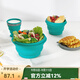 M Square可折疊碗硅膠折疊杯旅行漱口杯水杯泡面碗食品級硅膠露營(yíng)野餐餐具 湖水藍三件套【中杯+中碗+大碗】
