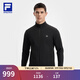FILA 斐樂(lè )官方男士針織長(cháng)袖外套2025秋新款健身運動(dòng)基礎防曬上衣 深黑-BK 2XL 185/104A/XXL
