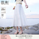 香影白色a字半身裙女2025夏裝新款高腰超仙絕美垂墜感蕾絲邊裙子 白色 半裙 M 160/84A/95-110斤