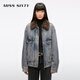 MISS SIXTY2025秋季新款牛仔外套女可拆卸毛領(lǐng)搖粒絨內膽寬松短款 復古藍 S