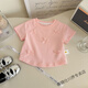 格素凡女童短袖2025夏季韓版新款洋氣甜美蝴蝶結寶寶上衣兒童裝潮流T恤 粉色 90 【建議身高80-90】