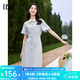 歐莎（OSA）法式赫本風(fēng)茶歇連衣裙女夏季新款高級感氣質(zhì)修身顯瘦長(cháng)裙 藍色 M