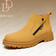 DDeiet品牌大碼男鞋馬丁靴秋冬季戶(hù)外英倫風(fēng)男靴高幫保暖大黃靴 黃色 41