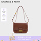CHARLES&KEITH復(fù)古鎖扣豆腐包單肩斜挎包包女包生日禮物七夕禮物CK2-80781400 DARK BROWN深棕色CK2-80782444 S/M