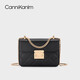 CANNIKANLM官方正品真皮鏈條小方包包女2025新款高級感單肩斜挎包 黑色