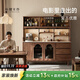 樸愫木作餐邊柜黑胡桃實(shí)木復古風(fēng)家用客廳儲物柜巖板靠墻柜子 1.8米-白色洞石巖板整柜丨現貨