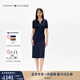 TOMMY HILFIGER【針織拼接】25夏季女裝氣質(zhì)收腰修身顯瘦POLO裙連衣裙47324 藏青色C1G L 38