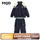 MQD童裝上衣+褲男大童秋季學院風拼接插肩袖棒球領套裝 藏青 160
