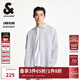 杰克·瓊斯（JACK&JONES）百搭時(shí)尚簡(jiǎn)約潮條紋logo織布尖領(lǐng)長(cháng)袖襯衫外套上衣男裝225205003 A06本白色 常規 M
