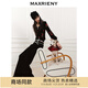 MAXRIENY【商場(chǎng)同款-節慶穿搭】直筒針織長(cháng)褲花邊裝飾休閑褲女 黑色 M