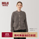 無(wú)印良品（MUJI）女式 牦牛絨混 高圓領(lǐng)開(kāi)衫針織毛衣針織衫外套秋冬  BA1PPA4A 深咖啡棕色 XL (165/92A)
