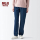 無印良品（MUJI） 女式 牛仔 直筒褲（股下77cm）女款牛仔褲子 純棉全棉丹寧回潮 藍(lán)色BEA90A3S 25inch 165/62A