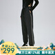艾萊依（ERAL）收腳新款羽絨褲女士拼接收腰長(cháng)款時(shí)尚通勤鴨絨褲 炭黑 S 155【建議80-110斤】