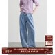 茶·愫【丹寧美學(xué)】puretea茶愫壓褶淺藍色牛仔褲女闊腿褲2025夏新款 淺藍 M